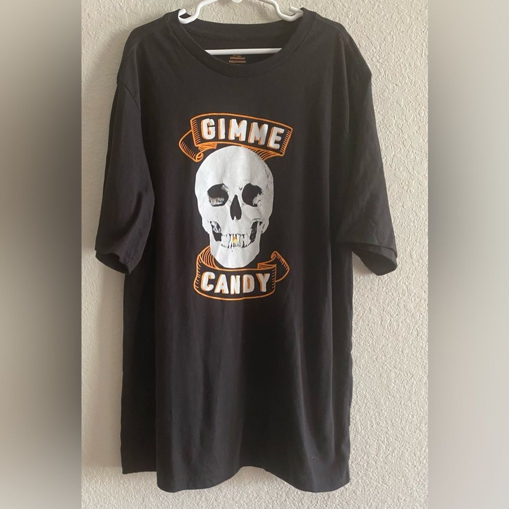 Halloween Boy Skull Candy Corn Black short sleeve t-shirt Extra Large XL 14/16